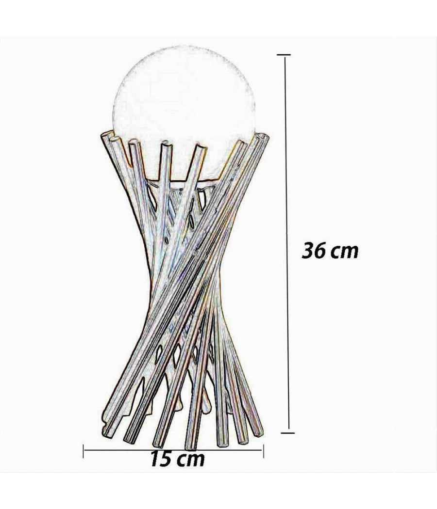 Lampada Da Tavolo Tubolare Minimalista In Metallo Bronzo Con Sfera Vetro G9 D32         