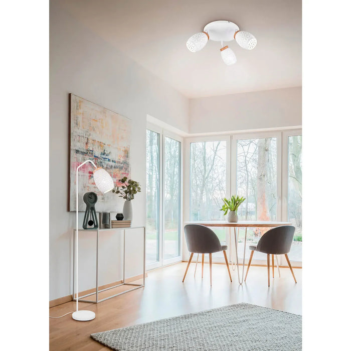 LÚZETE - LAMPADA DA TERRA 1 LUCE METALLO BIANCO E27 BIRKITA