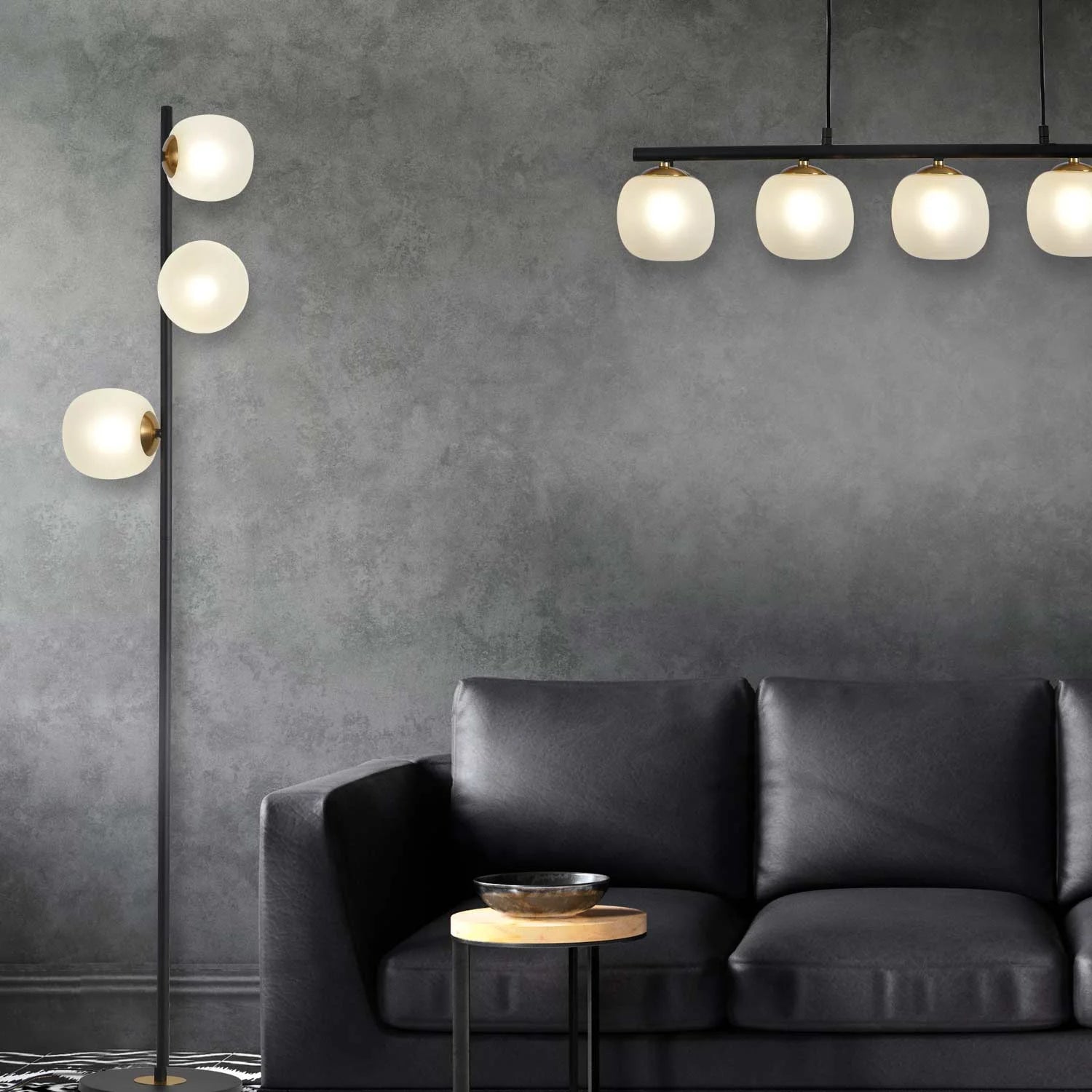 LÚZETE - LAMPADA DA TERRA 3 LUCI FERRO NERO BRONZO VECCHIO TULIPANI BIANCHI NICOLETTA