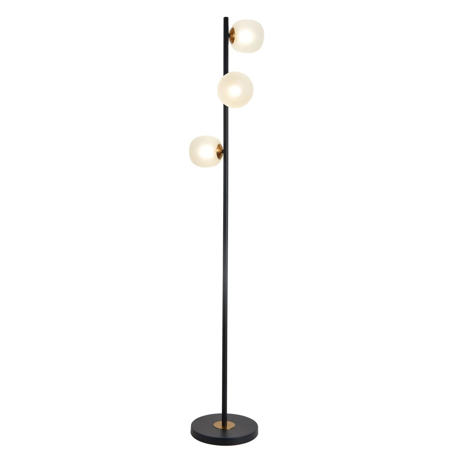 LÚZETE - LAMPADA DA TERRA 3 LUCI FERRO NERO BRONZO VECCHIO TULIPANI BIANCHI NICOLETTA