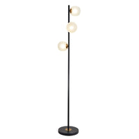 LÚZETE - LAMPADA DA TERRA 3 LUCI FERRO NERO BRONZO VECCHIO TULIPANI BIANCHI NICOLETTA