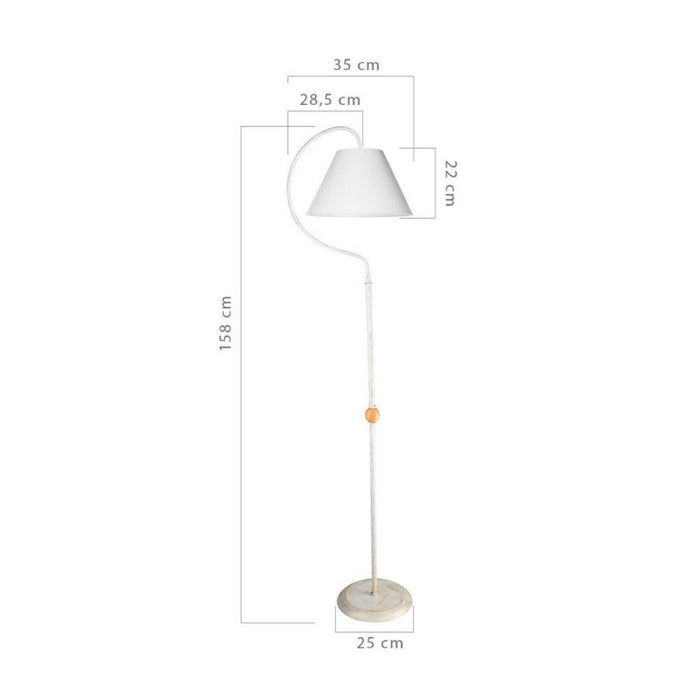 Lampada da terra a stelo Geo ASZ1043 con paralume tessuto bianco
