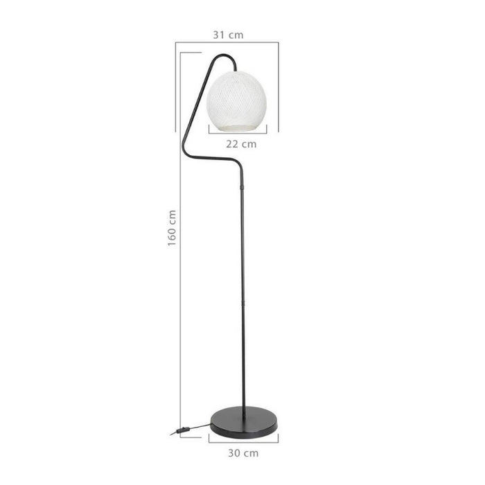 Lampada da terra a stelo Yumak MDL4256 grigio e paralume tessuto bianco