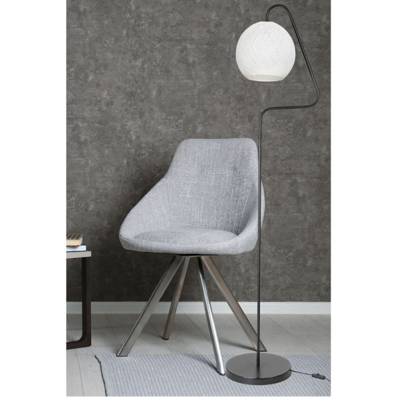 Lampada da terra a stelo Yumak MDL4256 grigio e paralume tessuto bianco