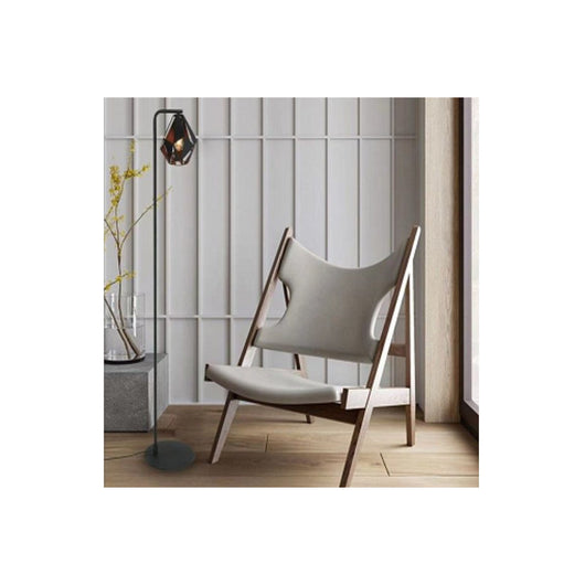 Trade Shop - Lampada Da Terra Con Piantana Paralume Nero Rame Antico Vintage 220x170x1510 Mm         