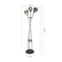 Lampada da terra Grande MDL3812 in ferro intrecciato 3 luci in vetro