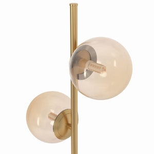 IDMarket - Lampada da terra in metallo dorato con 3 paralumi a globo in vetro