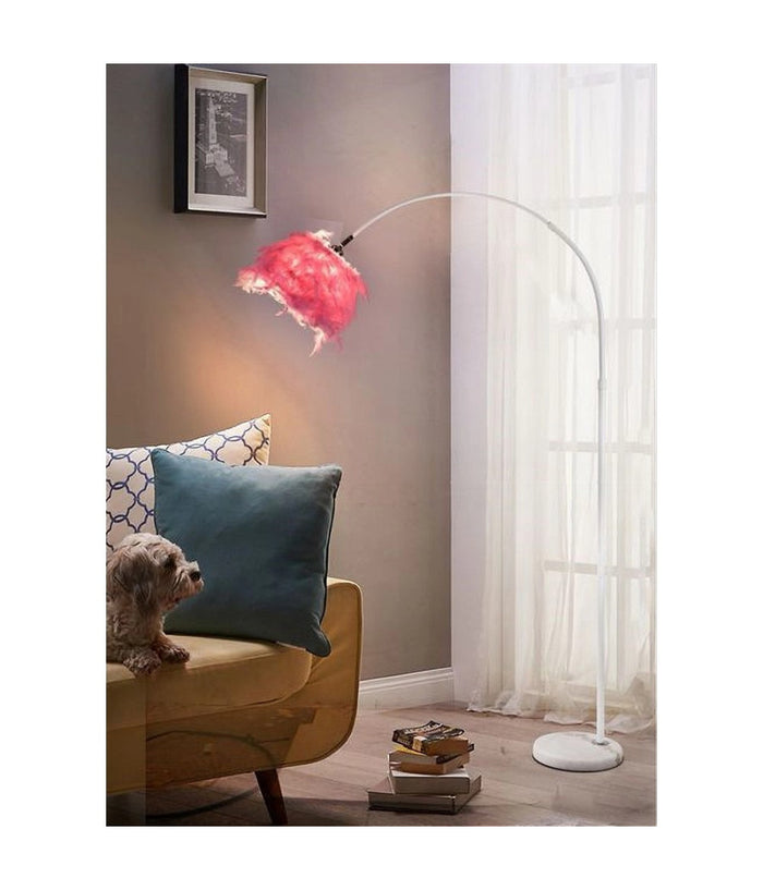Lampada Da Terra In Metallo Piuma Attacco E27 Max.60w 185x110 Cm Bianco Rosa D26  Rosa       