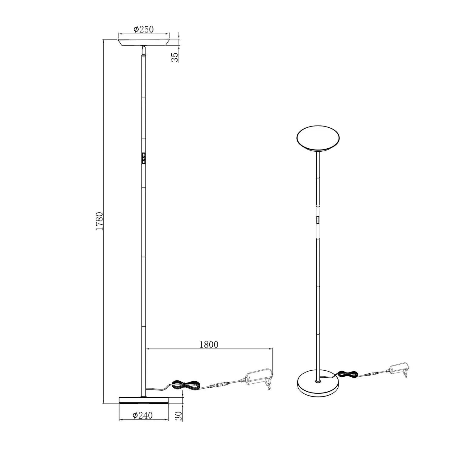 LÚZETE - LAMPADA DA TERRA LED 17W REGOLABILE 2700-6500K NERA SCHUBERT
