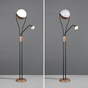 LÚZETE - LAMPADA DA TERRA LED 18W+3,8W 3000K METALLO COFFEE CASCATA