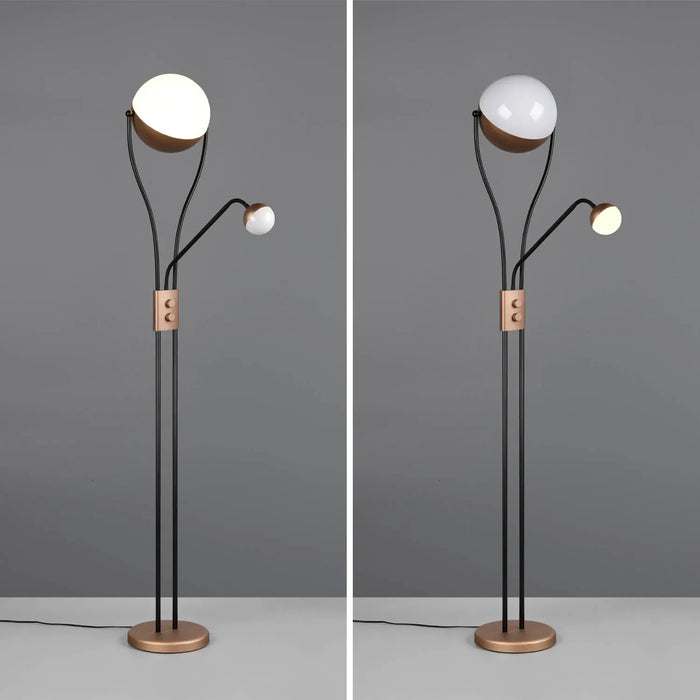 LÚZETE - LAMPADA DA TERRA LED 18W+3,8W 3000K METALLO COFFEE CASCATA