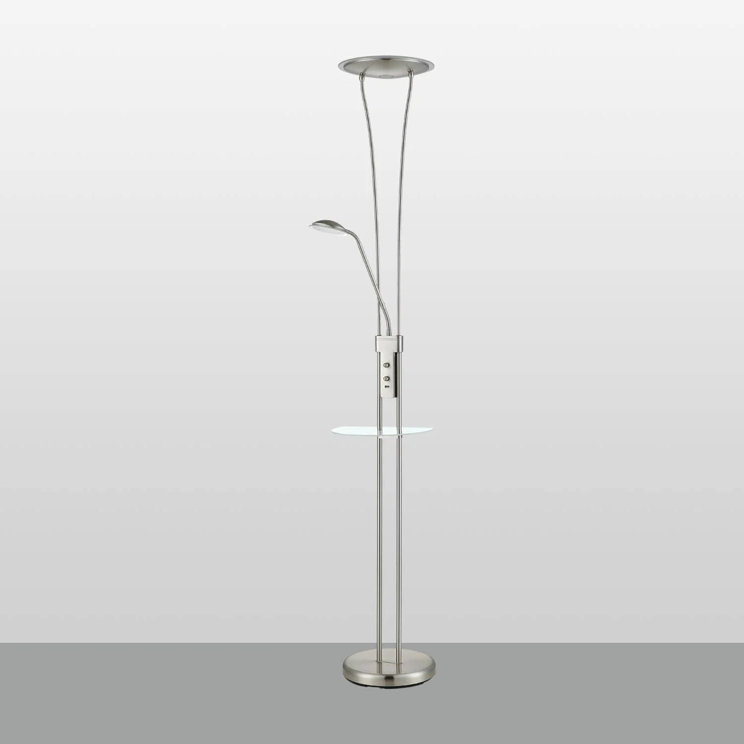 LÚZETE - LAMPADA DA TERRA LED ARTEMIS 19W+5W 3000K USB NICKEL