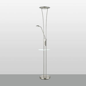 LÚZETE - LAMPADA DA TERRA LED ARTEMIS 19W+5W 3000K USB NICKEL