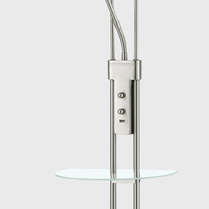 LÚZETE - LAMPADA DA TERRA LED ARTEMIS 19W+5W 3000K USB NICKEL