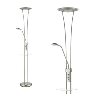 LÚZETE - LAMPADA DA TERRA LED ARTEMIS 19W+5W 3000K USB NICKEL