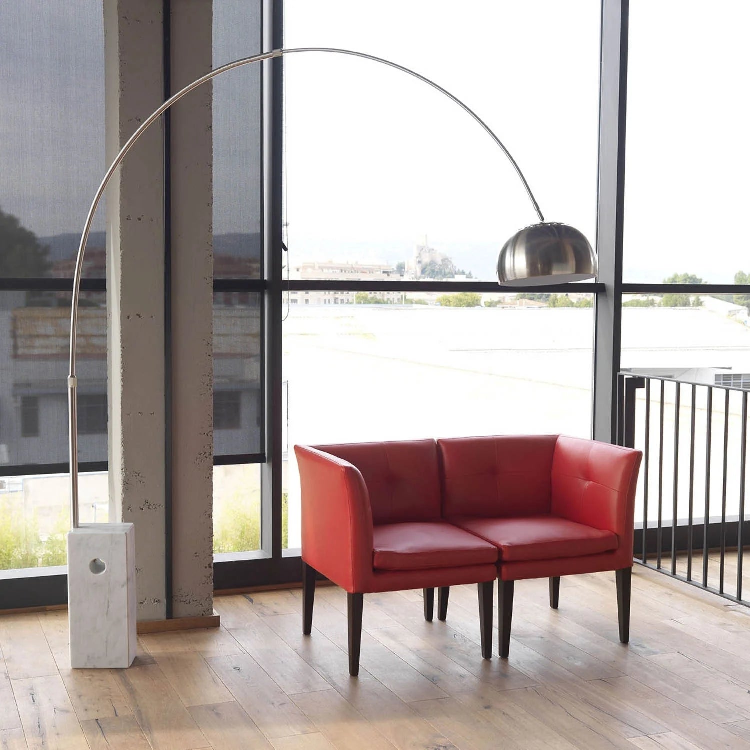 LÚZETE - LAMPADA DA TERRA MARMO NICHEL SATINATO OLMAR