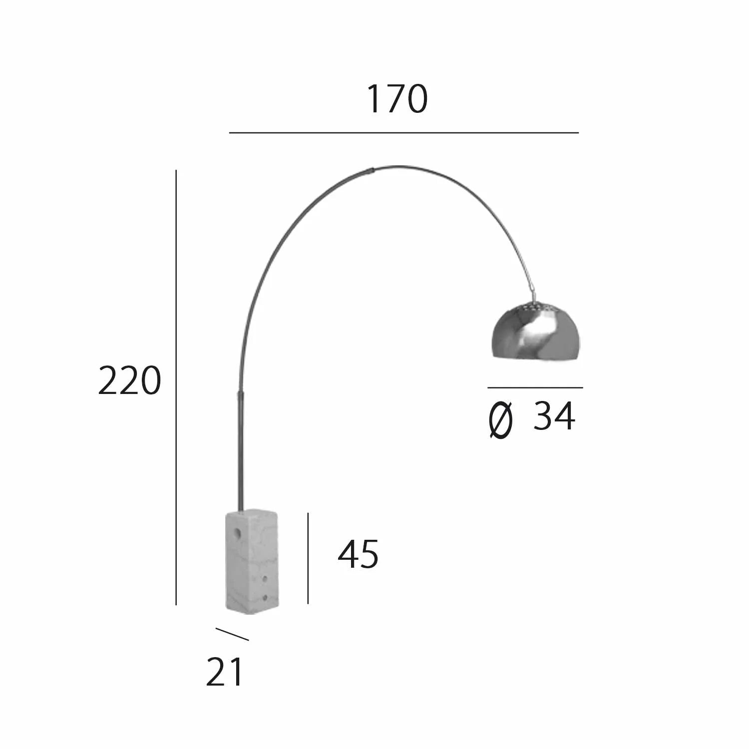 LÚZETE - LAMPADA DA TERRA MARMO NICHEL SATINATO OLMAR