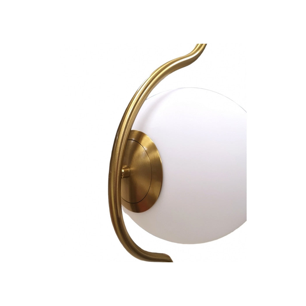 Trade Shop - Lampada Da Terra Oro Con Sfera In Vetro Bianco Piantana E27 Design Moderno 33894         