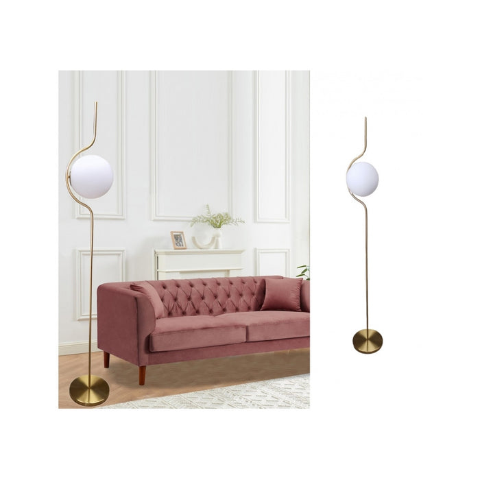 Trade Shop - Lampada Da Terra Oro Con Sfera In Vetro Bianco Piantana E27 Design Moderno 33894         