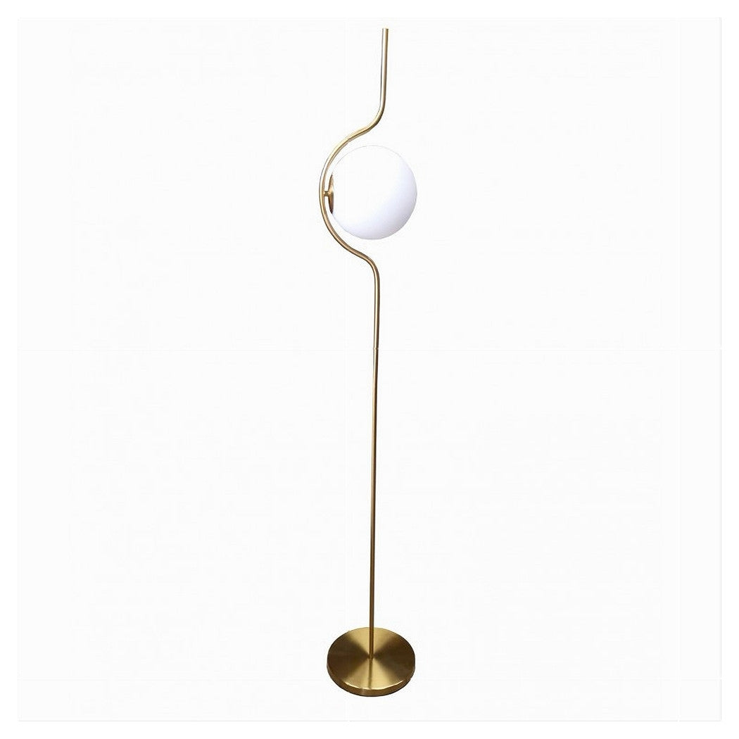 Trade Shop - Lampada Da Terra Oro Con Sfera In Vetro Bianco Piantana E27 Design Moderno 33894         