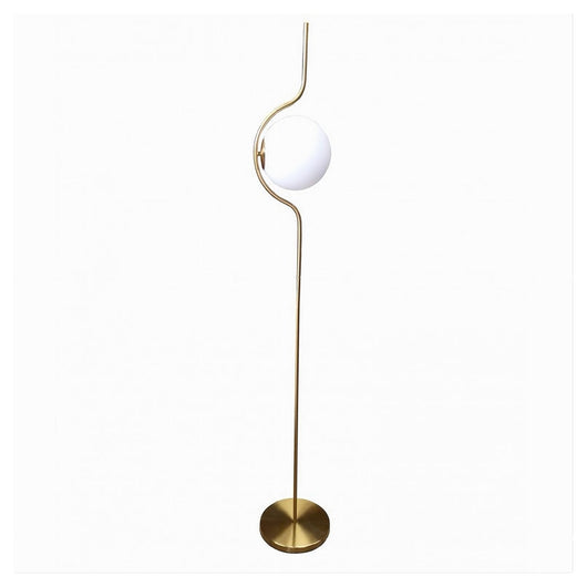 Trade Shop - Lampada Da Terra Oro Con Sfera In Vetro Bianco Piantana E27 Design Moderno 33894         