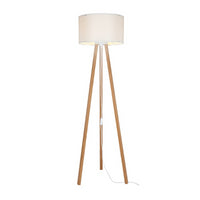 Lampada da terra Piko ASZ1664 con piantana in rovere e paralume in tessuto crema