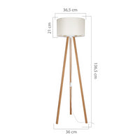 Lampada da terra Piko ASZ1664 con piantana in rovere e paralume in tessuto crema