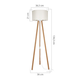 Lampada da terra Piko ASZ1664 con piantana in rovere e paralume in tessuto crema