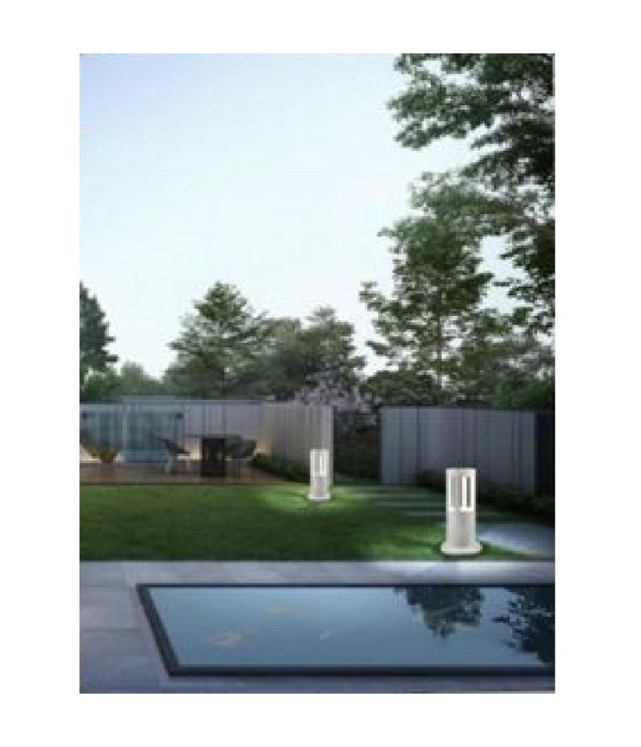 Lampada Da Terra Segnapasso Da Giardino Ip65 In Alluminio Vetro 12 W Es59 Bianco  -bianco Caldo      -