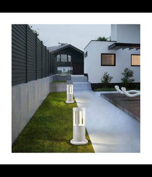 Lampada Da Terra Segnapasso Da Giardino Ip65 In Alluminio Vetro 12 W Es59 Bianco         