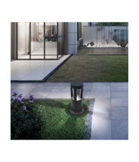 Lampada Da Terra Segnapasso Da Giardino Ip65 In Alluminio Vetro 12watt Es59 Nero  -bianco Naturale      -