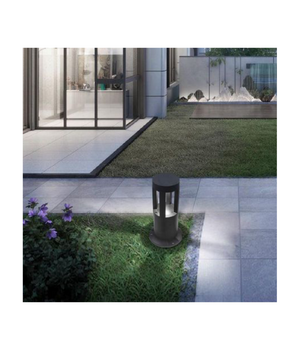 Lampada Da Terra Segnapasso Da Giardino Ip65 In Alluminio Vetro 12watt Es59 Nero  -bianco Naturale      -