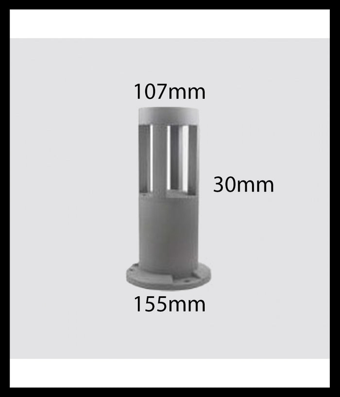 Lampada Da Terra Segnapasso Grigio Da Giardino Ip65 In Alluminio Vetro 12w Es59  -bianco Freddo      -