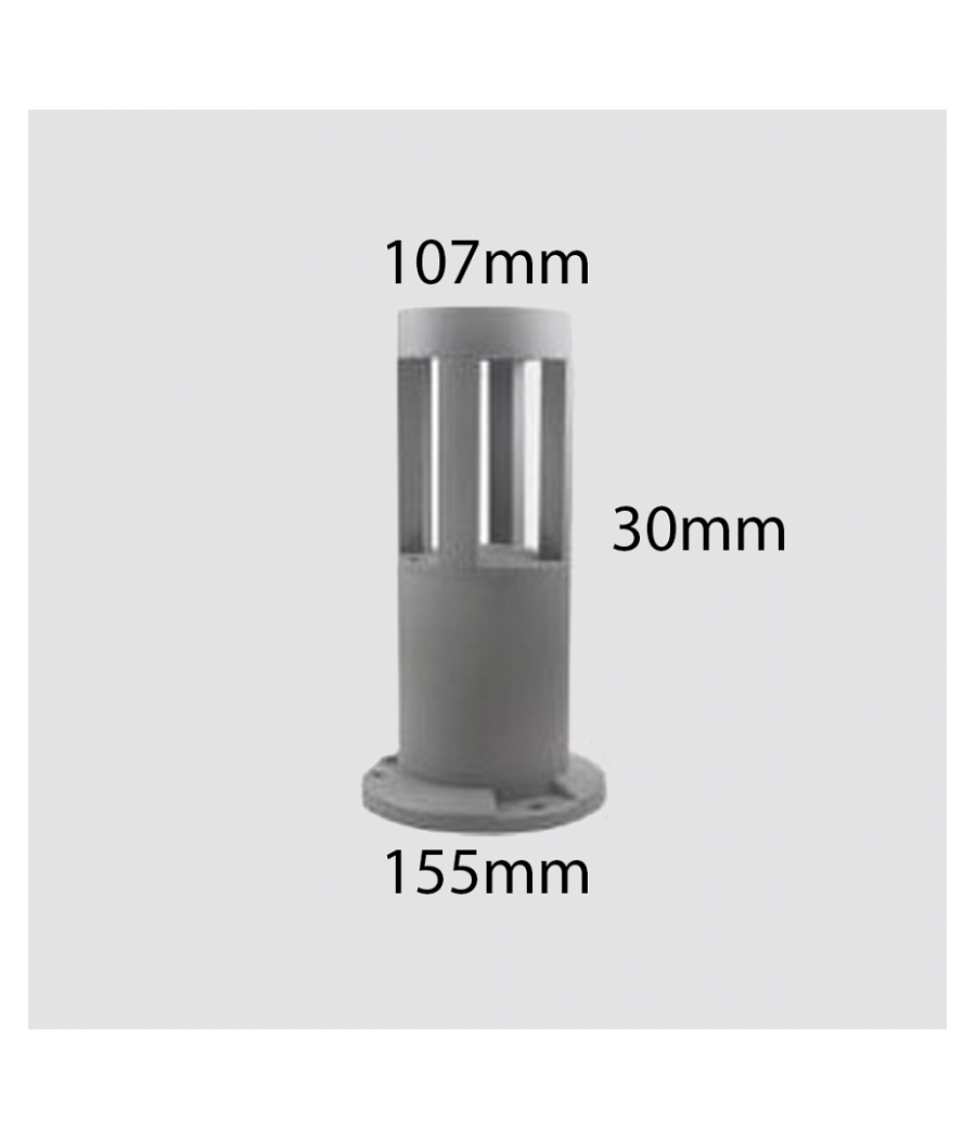 Lampada Da Terra Segnapasso Grigio Da Giardino Ip65 In Alluminio Vetro 12w Es59  -bianco Freddo      -