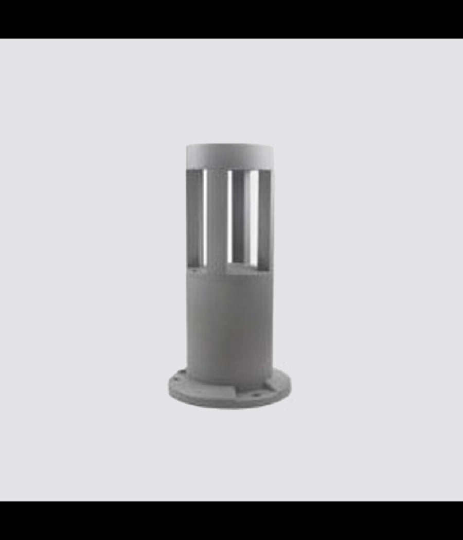 Lampada Da Terra Segnapasso Grigio Da Giardino Ip65 In Alluminio Vetro 12w Es59  -bianco Freddo      -