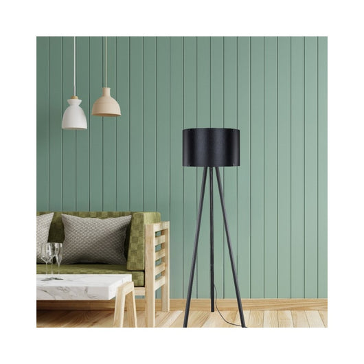 Lampada da terra treppiede e paralume tessuto nero Piko MDL5134