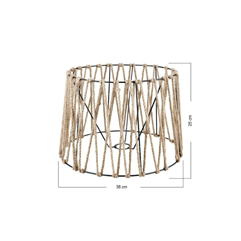 Lampada da terra treppiede nero con paralume in iuta DECONE1188