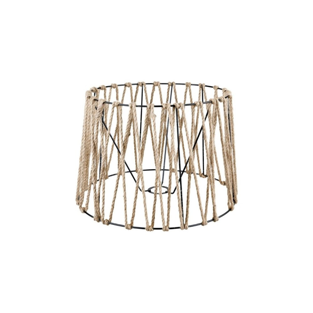 Lampada da terra treppiede nero con paralume in iuta DECONE1188