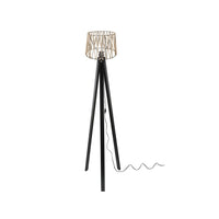 Lampada da terra treppiede nero con paralume in iuta DECONE1188