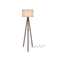 Lampada da terra treppiede noce con paralume tessuto crema Aden ASZ1460