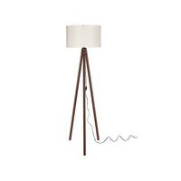 Lampada da terra treppiede noce con paralume tessuto crema Aden ASZ1460