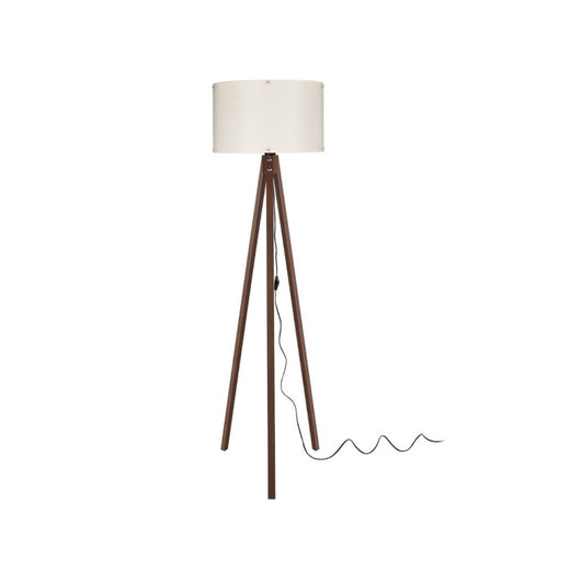 Lampada da terra treppiede noce con paralume tessuto crema Aden ASZ1460