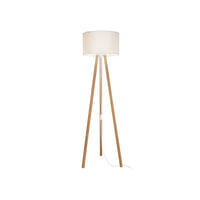 Lampada da terra treppiede rovere con paralume tessuto crema Piko ASZ1664