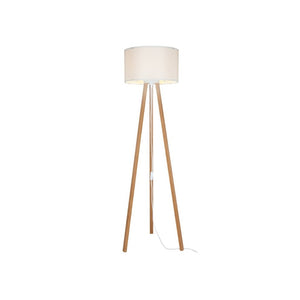 Lampada da terra treppiede rovere con paralume tessuto crema Piko ASZ1664