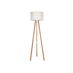 Lampada da terra treppiede rovere con paralume tessuto crema Piko ASZ1664