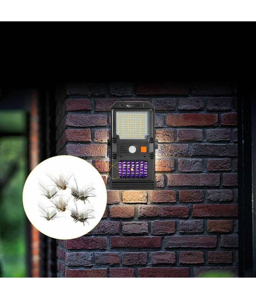 Lampada Faretto Luce Solare Da Giardino 128 Led Smd Con Zanzariera W7104-1         