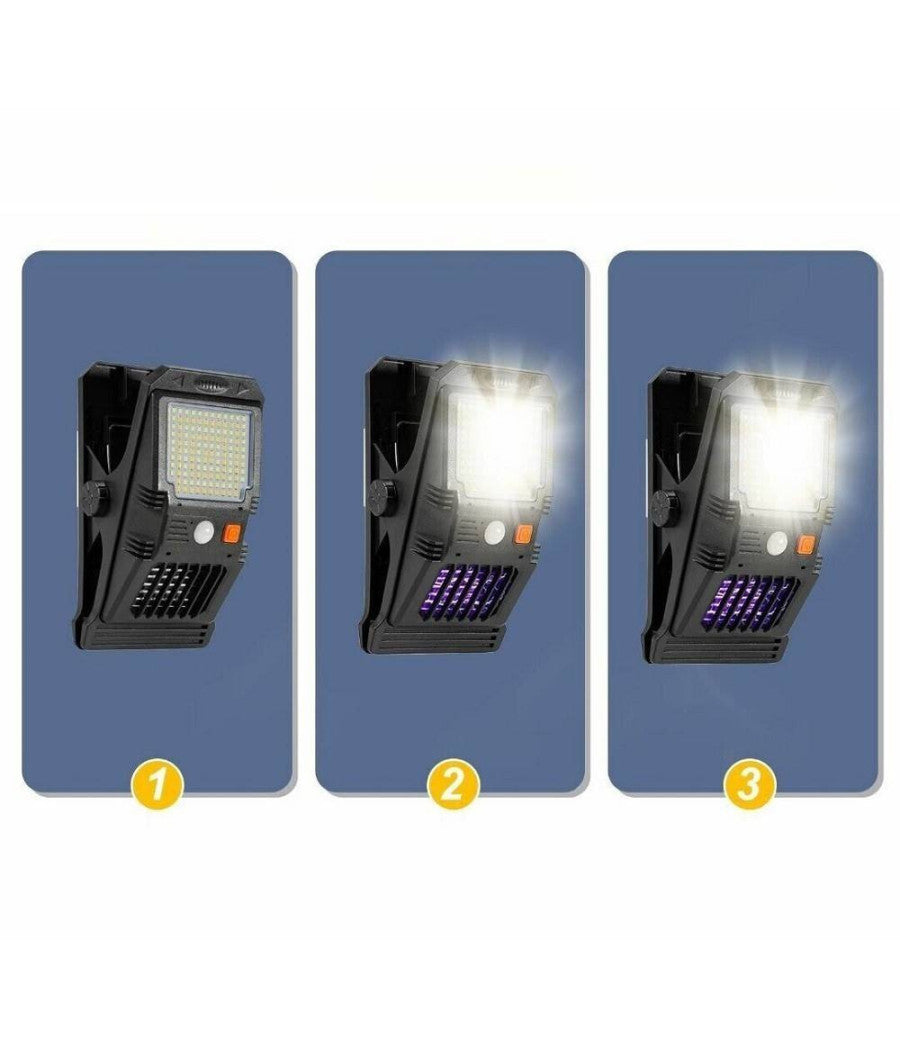 Lampada Faretto Luce Solare Da Giardino 128 Led Smd Con Zanzariera W7104-1         