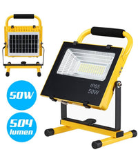 Lampada Faro Lavoro Portatile Con Pannello Solare 50w 504lm Luce Emergenza Sos         