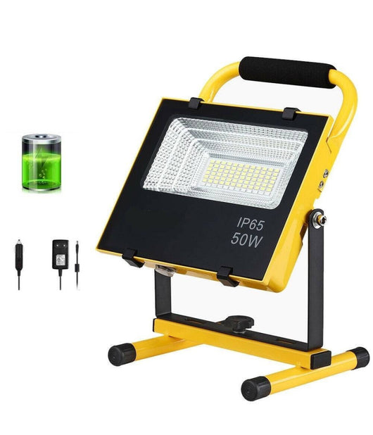 Lampada Faro Led Lavoro Portatile Torcia 50w Batteria Litio Luce Emergenza 2500l         