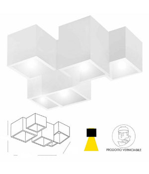 Lampada In Gesso A 5 Cubi Da Soffitto Lampadario Supporto Faretti Gu10 Gs-c06-5         